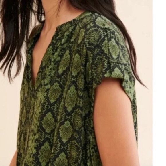 Anthropologie Dress Green Snake Print Rachel Sleeveless Tunic Style Womens 1X - Picture 12 of 13